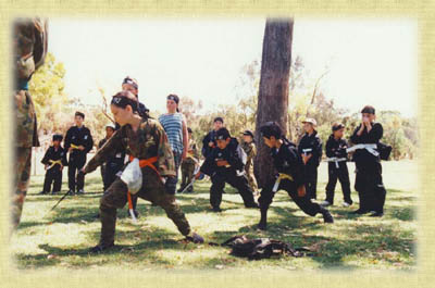 Juniors showing their physical prowess
                            at camp