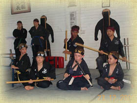 Juniors with their wooden weapons